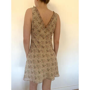 Vintage Express Tan Floral Summer Mini Dress